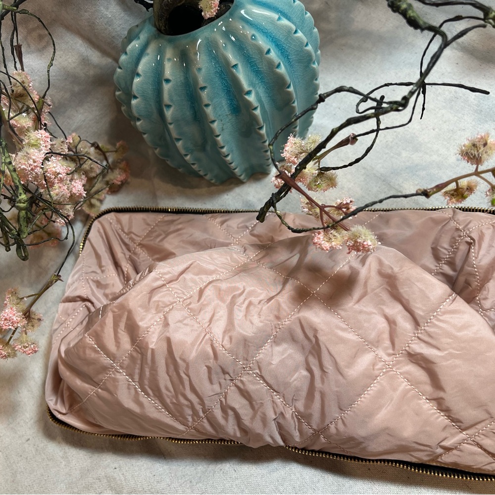 Moncler Leather DOMITILLE Blush Quilted Zip Up Hidden Bag  Mixed Media - Picture 9 of 13